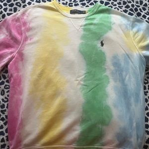 Tie die/rainbow polo sweater mens